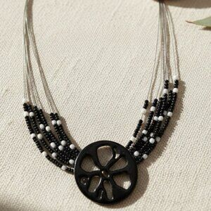 Chico's Black and White Bohemian Necklace